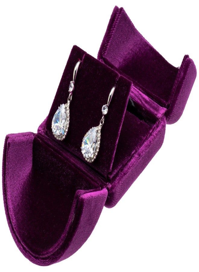 Giftop Velvet Stud Earring Gift Box Jewelry Storage Case Holder for Women Men (Purple) - Image 3